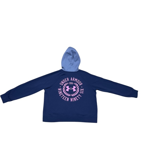 Under Armour  Rival Cb Fleece Top, Color Midnight Navy/Aurora Purple/Jellyfish - Picture 7 of 11